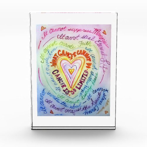 Cancer Rainbow Heart Art Custom Paperweight Award