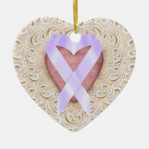 Cancer Ribbon From the Heart - SRF Ceramic Ornament