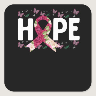 Cancer Ribbon Hope Square Sticker