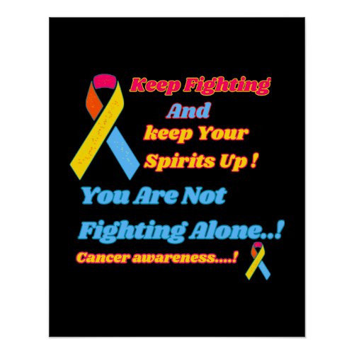 Cancer ribbons and life motivation quotes poster