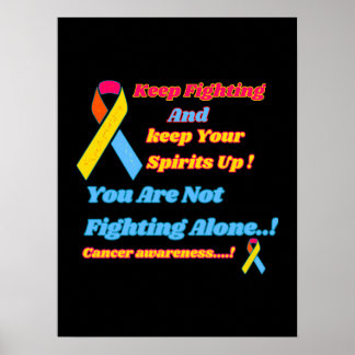 Cancer ribbons and life motivation quotes. poster
