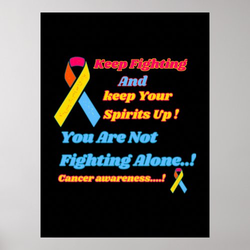 Cancer ribbons and life motivation quotes poster