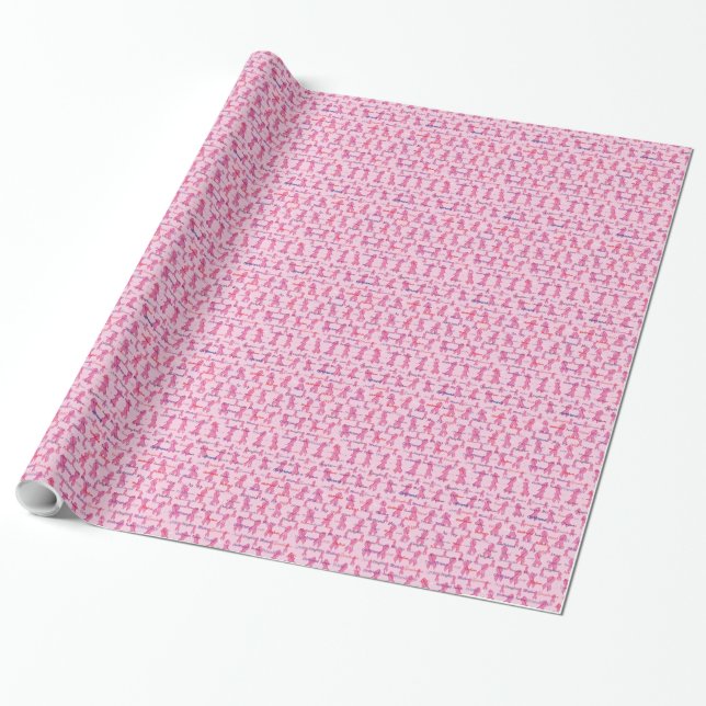 Cancer Ribbons - Find a Cure for Cancer Wrapping Paper (Unrolled)