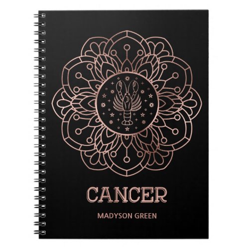 Cancer Rose Gold Mandala Zodiac Sign Custom Notebook