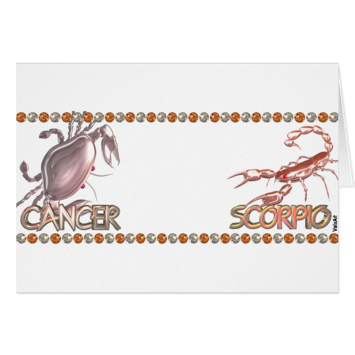 Cancer Scorpio zodiac friendship by Valxart Greeting Cards