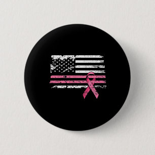 Cancer Shirt American Flag Breast Cancer Awareness Button