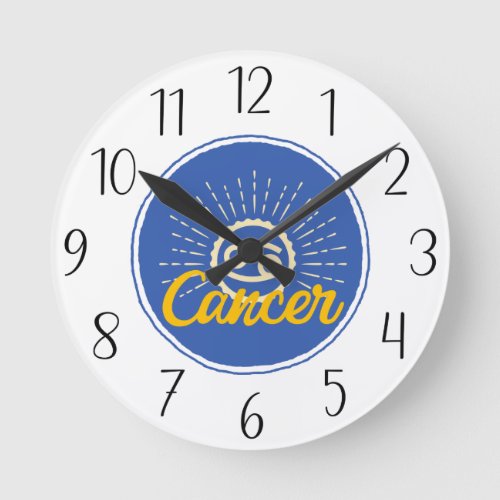 Cancer Sign Badge Round Clock