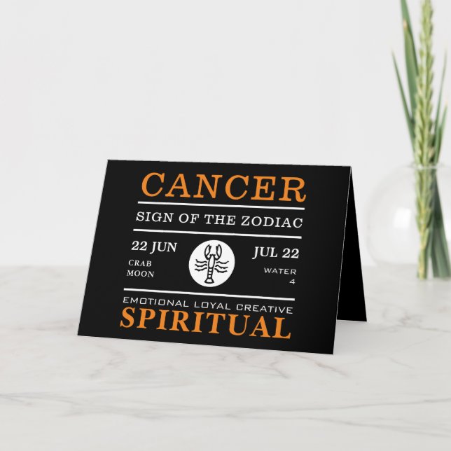 Cancer Sign of the Zodiac, Astrological Card (Front)