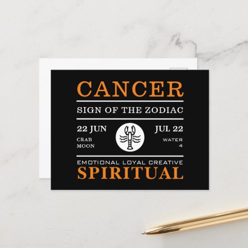 Cancer Sign of the Zodiac Astrological Postcard