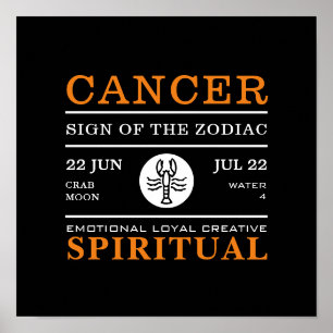 Cancer Sign of the Zodiac, Astrological Poster