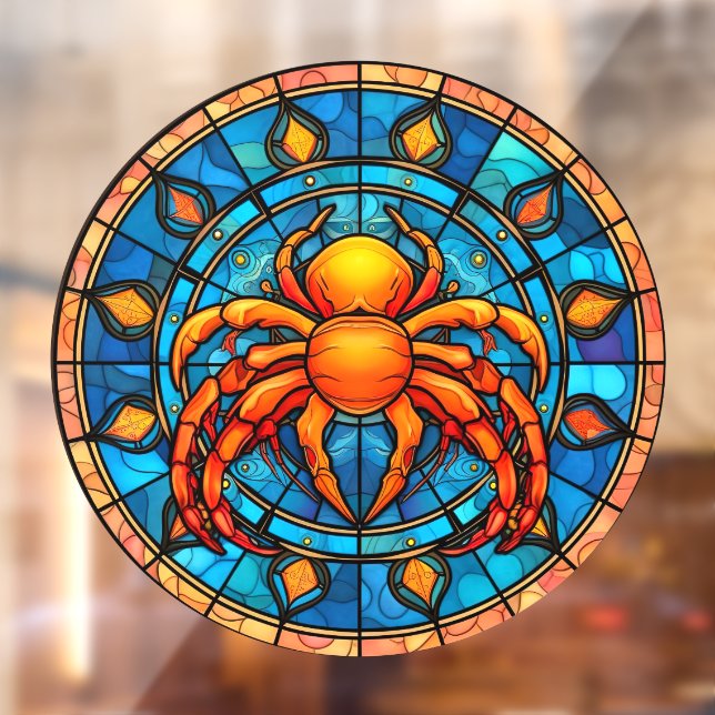 Cancer Sign of The Zodiac Faux Stained Glass Cling (Sheet 2)