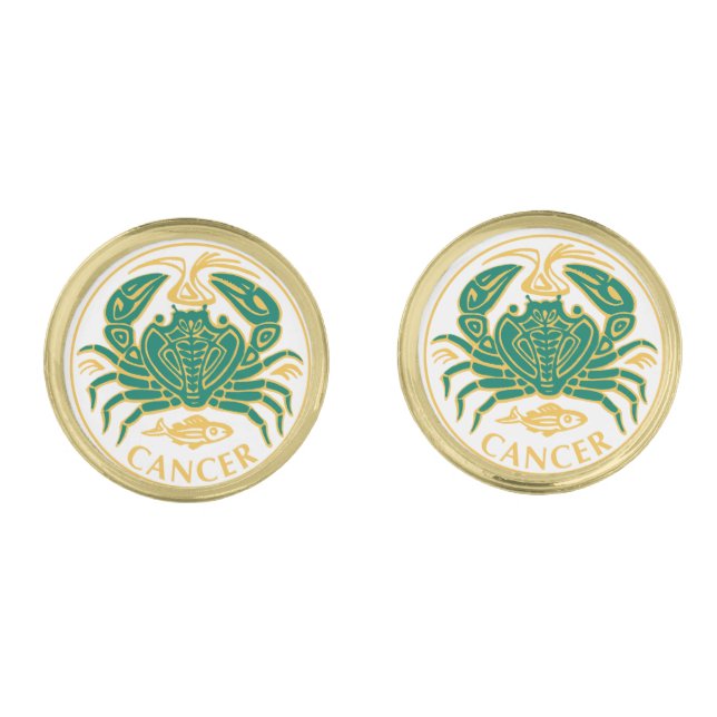 Cancer Sign of the Zodiac on a pair of Cufflinks (Front)
