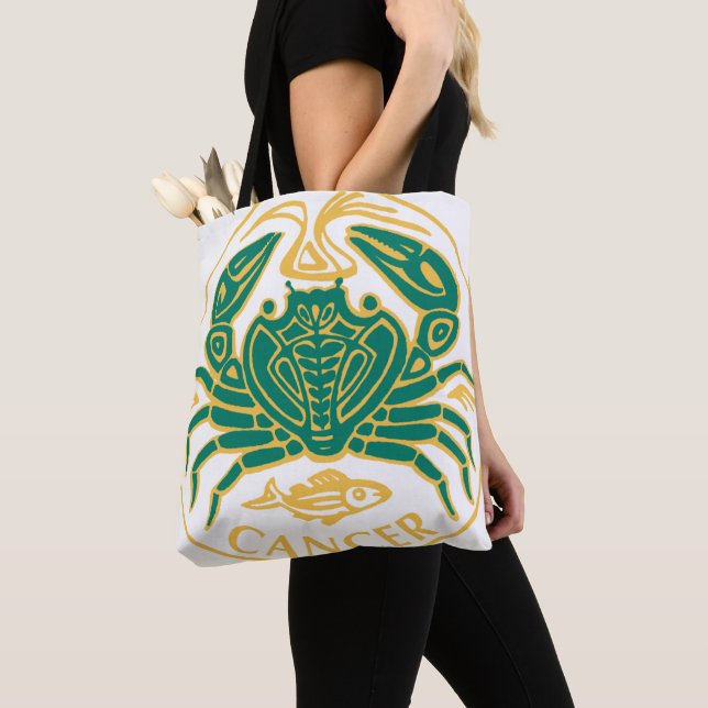 Cancer Sign of the Zodiac on a Tote Bag (Close Up)