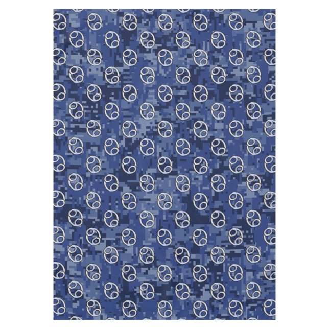 Cancer Sign on Navy Blue Digital Camouflage Tablecloth (Front)