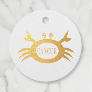 Cancer Star Sign Crab Custom Birthday Foil Favor Tags