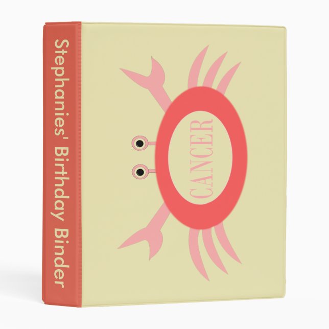 Cancer Star Sign Crab Custom Mini Binder (Front/Spine)