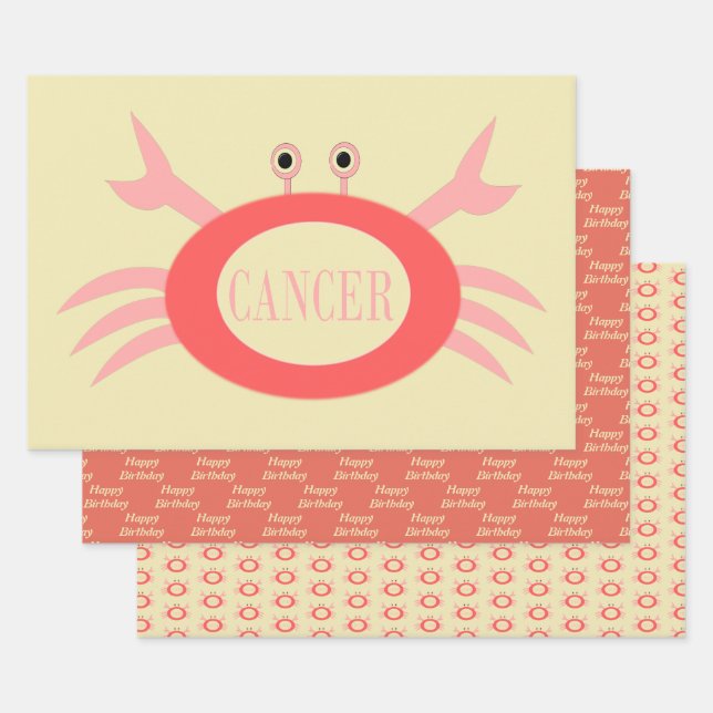 Cancer Star Sign Crab Custom Wrapping Paper Sheets (Set)