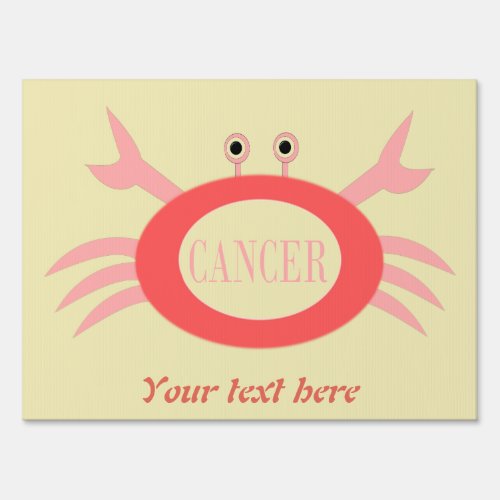 Cancer Star Sign Crab Custom Yard Sign