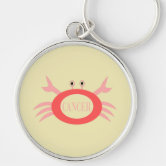 Zazzle Happy Crab Custom Key Chains, Adult Unisex, Size: 2, Turquoise/Bright Red/White