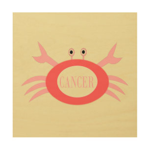 Cancer Star Sign Crab Wood Canvas