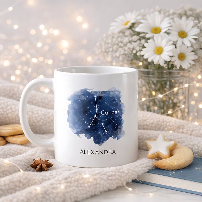 Cancer Starry Night Constellation Custom Name Coffee Mug (Creator Uploaded)