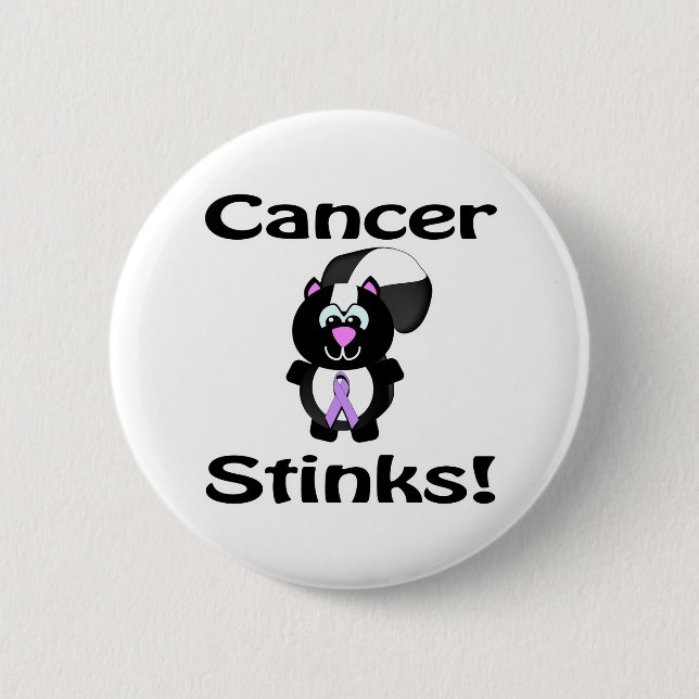 Cancer Stinks Skunk Awareness Design Pinback Button (Front)