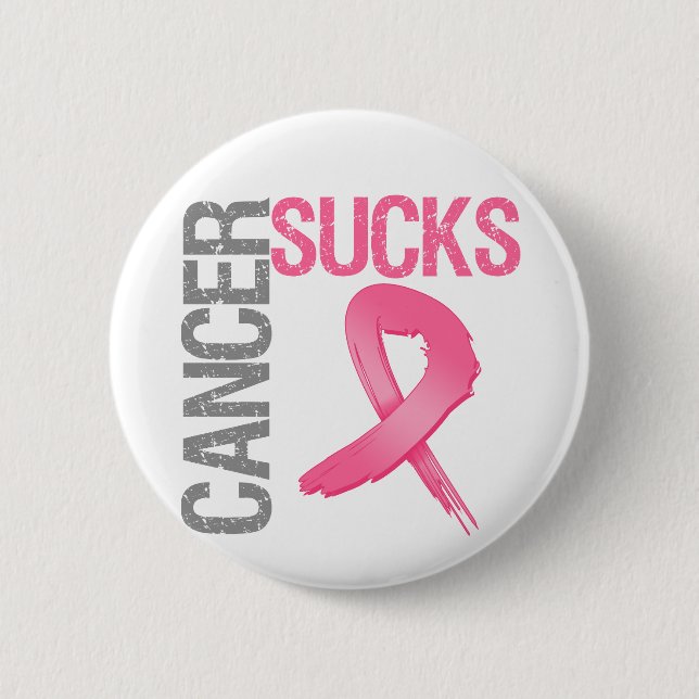 Cancer Sucks - Breast Cancer Pinback Button (Front)