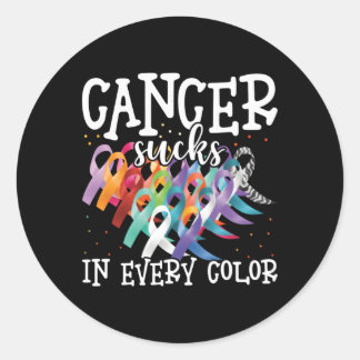 Cancer Sucks In Every Color Fighter Fight Cancer Classic Round Sticker