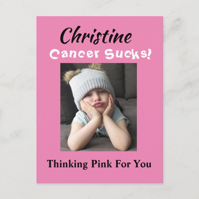Cancer Sucks! Thinking Pink Breast Cancer Wellness Postcard (Front)