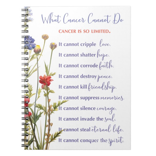 Cancer Support Encouragement Wildflowers  Notebook (Front)