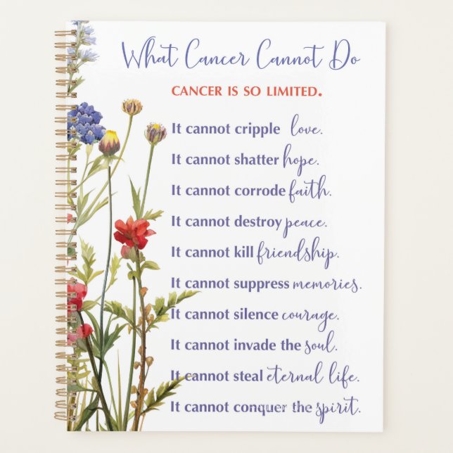 Cancer Support Encouragement Wildflowers  Planner (Front)