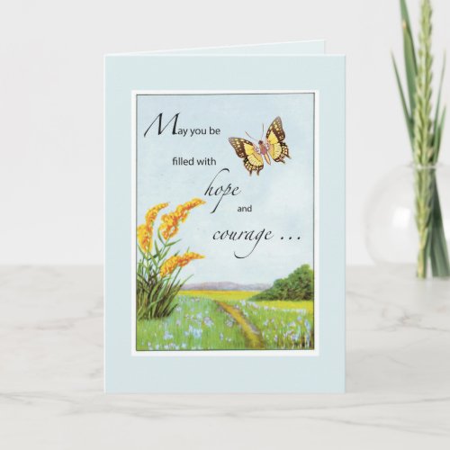 Cancer Support Get Well Butterfly and Countryside Card