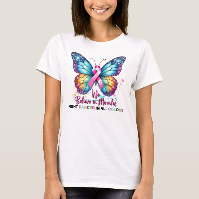 Cancer Support Gift | Fight Cancer | Butterfly T-Shirt (Front)