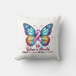 Cancer Support Gift, Fight Cancer, Butterfly Throw Pillow