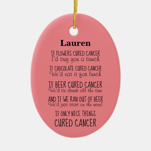 Cancer Support Poem Ceramic Ornament (Front)