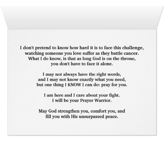 Cancer Support, Religious, I'm your Prayer Warrior (Inside Horizontal (Bottom))