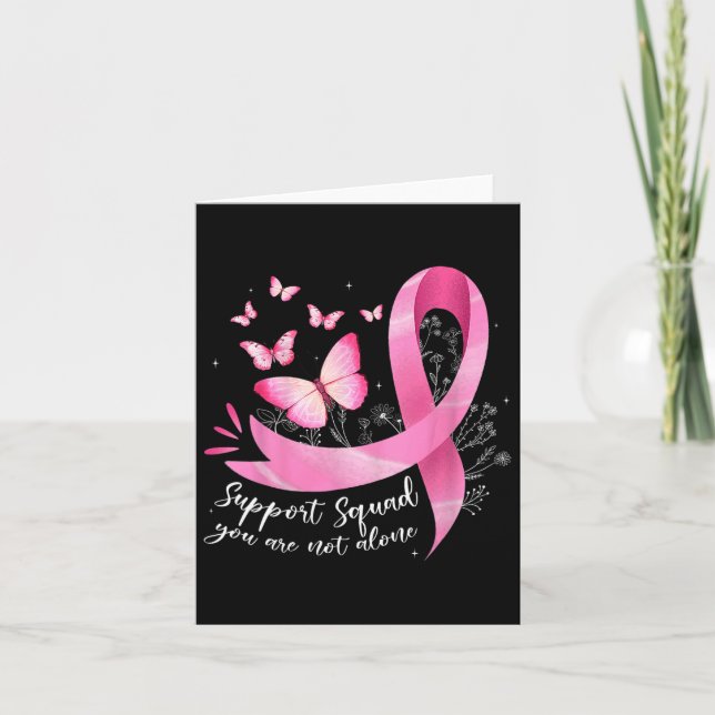 Cancer Support Squad Awareness Pink Ribbon Butterf Card (Front)