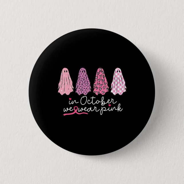 Cancer Support Squad Ghost Halloween  Button (Front)