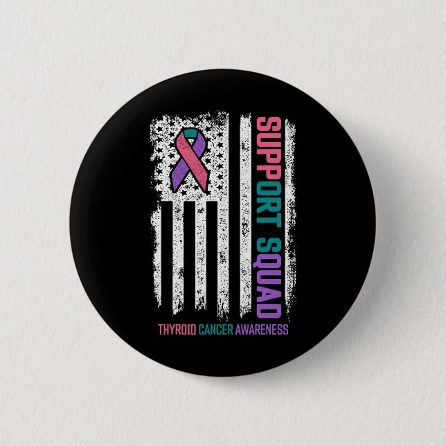 Cancer Support Squad Thyroid Cancer Awareness  Button (Front)