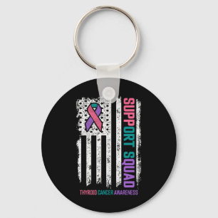 Cancer Support Squad Thyroid Cancer Awareness Keychain