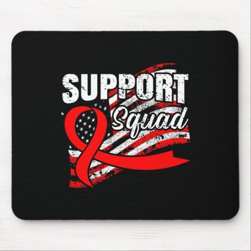 Cancer Support Squad Usa Flag Awareness Ribbon  Mouse Pad