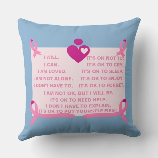 Cancer Support Throw Pillow (Back)