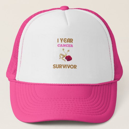 Cancer Survivor 1 Year Cancer Free Trucker Hat