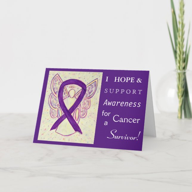 Cancer Survivor Awareness Ribbon Greeting Card (Front)