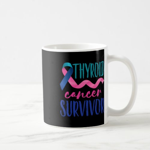 Cancer Survivor Awareness Ribbon Teal Blue Pink  Coffee Mug