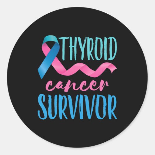 Cancer Survivor Awareness Ribbon Teal Pink Blue  Classic Round Sticker