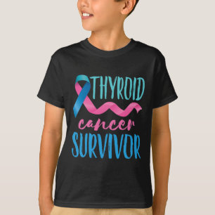 Cancer Survivor Awareness Ribbon Teal Pink Blue T-Shirt