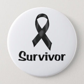 Cancer Survivor Black Pinback Button