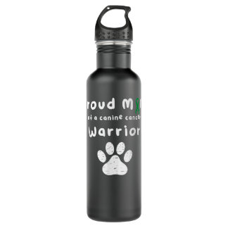 Cancer Survivor Canine Cancer Awareness Paw Print Stainless Steel Water Bottle