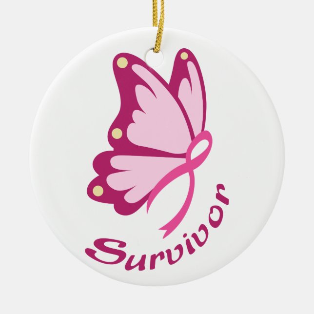 Cancer Survivor Ceramic Ornament (Front)